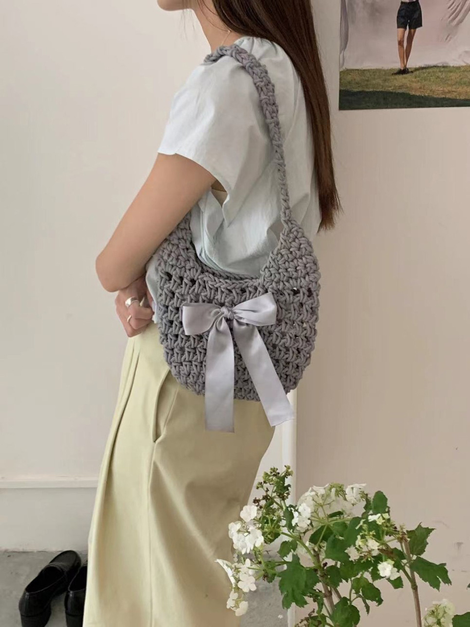 Ribbon Ballet Core Knit Tote Bag (5 colors)
