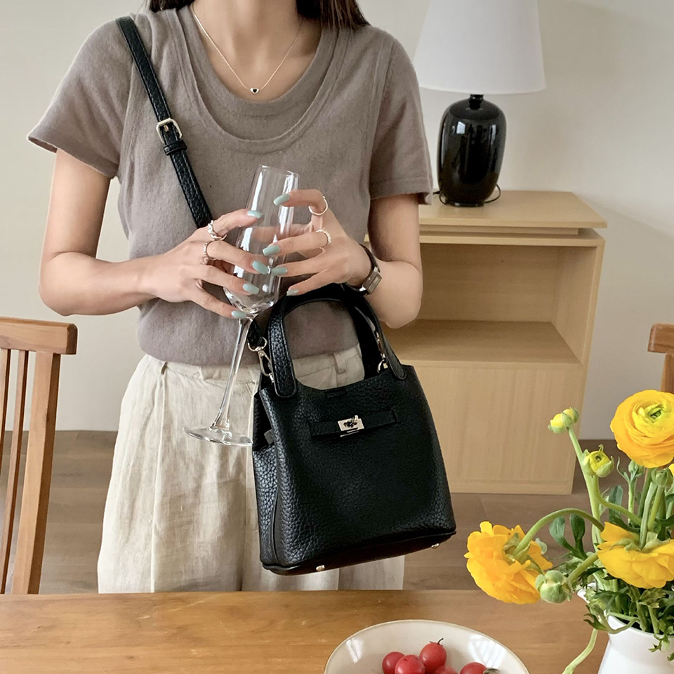 Leather buckle 2-way tote bag (6 colors)