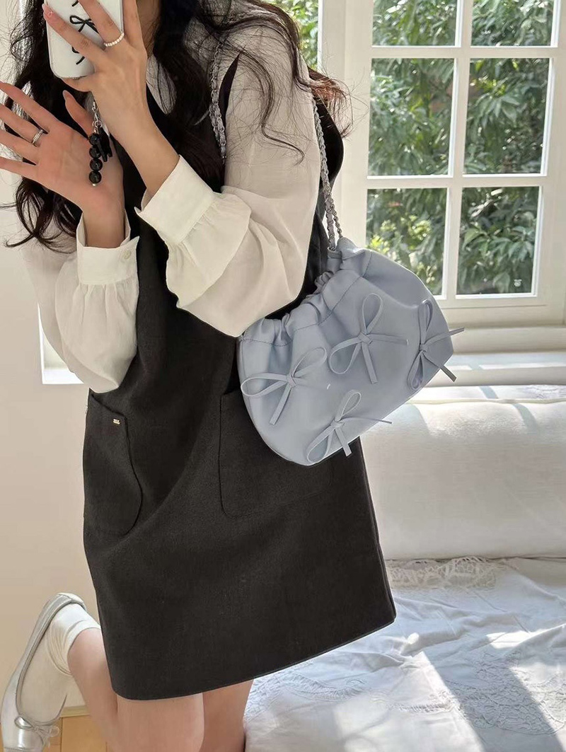 Ribbon Ballet Core Shirring Chain Shoulder Bag (6 colors)
