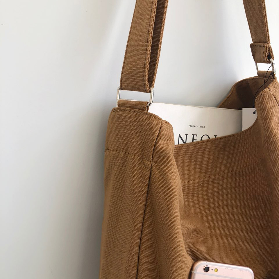 2-Pocket Plain Big Cloth Eco Bag (3 colors)