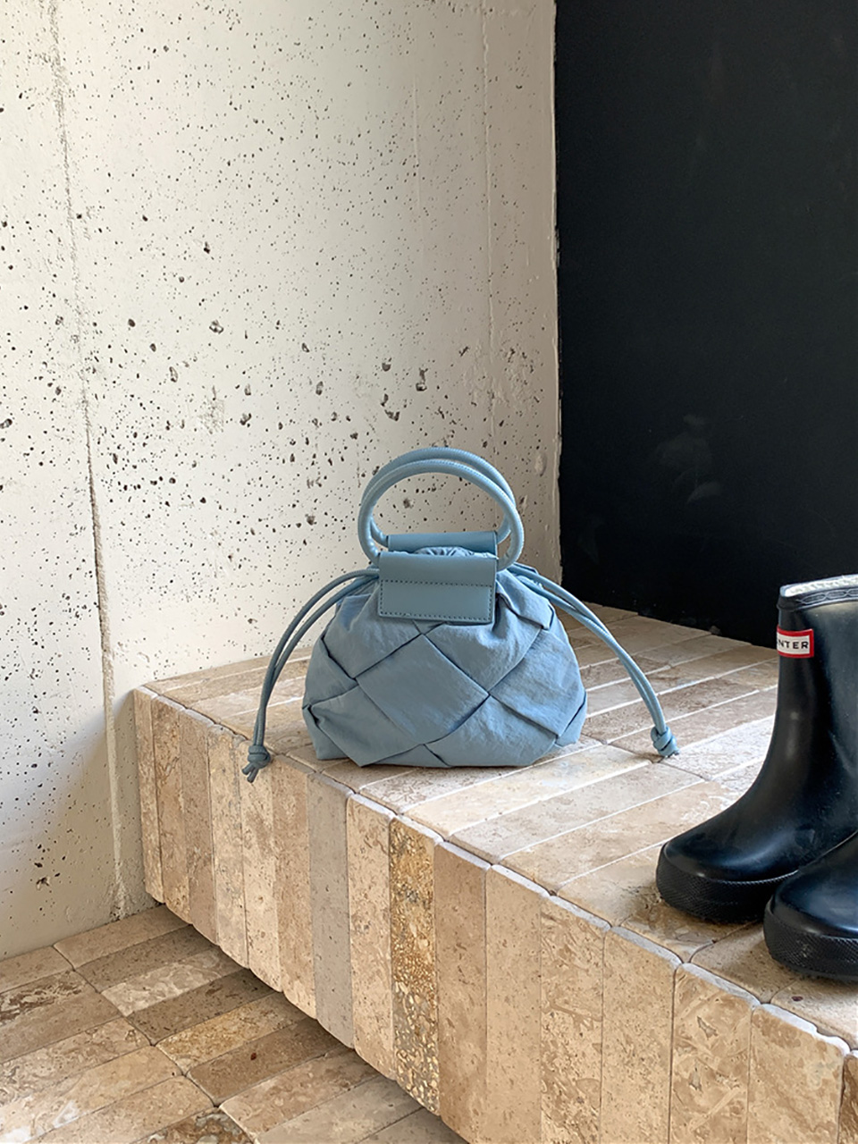 Quilted Nylon Mini Bucket Bag (4 colors)
