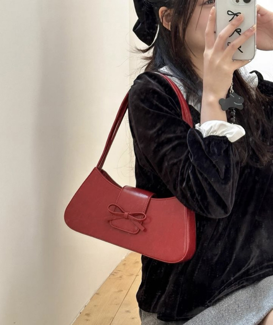 Ballet Core Ribbon Baguette Shoulder Bag