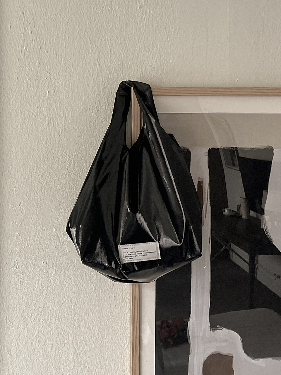 Glossy nylon mini tote bag