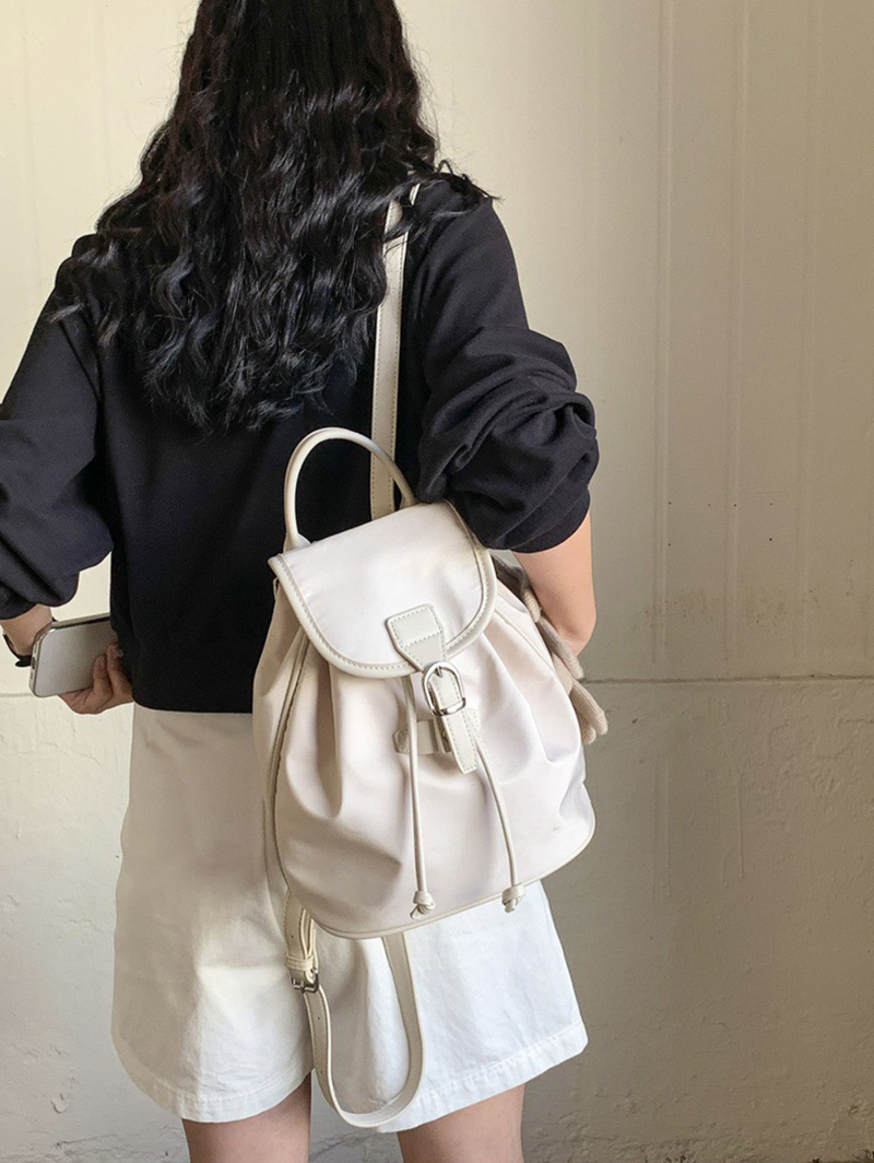 Buckle Faux Leather Nylon Mini Backpack (4 colors)