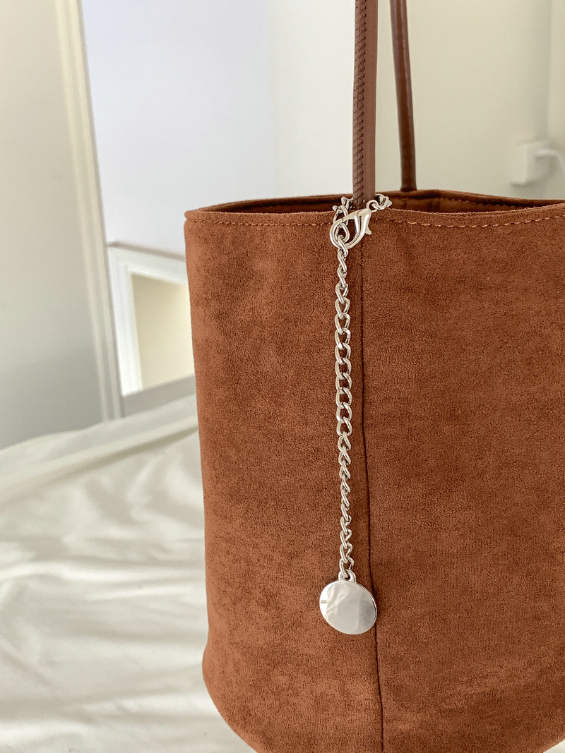 Suede Chain Mini Shoulder Bucket Bag