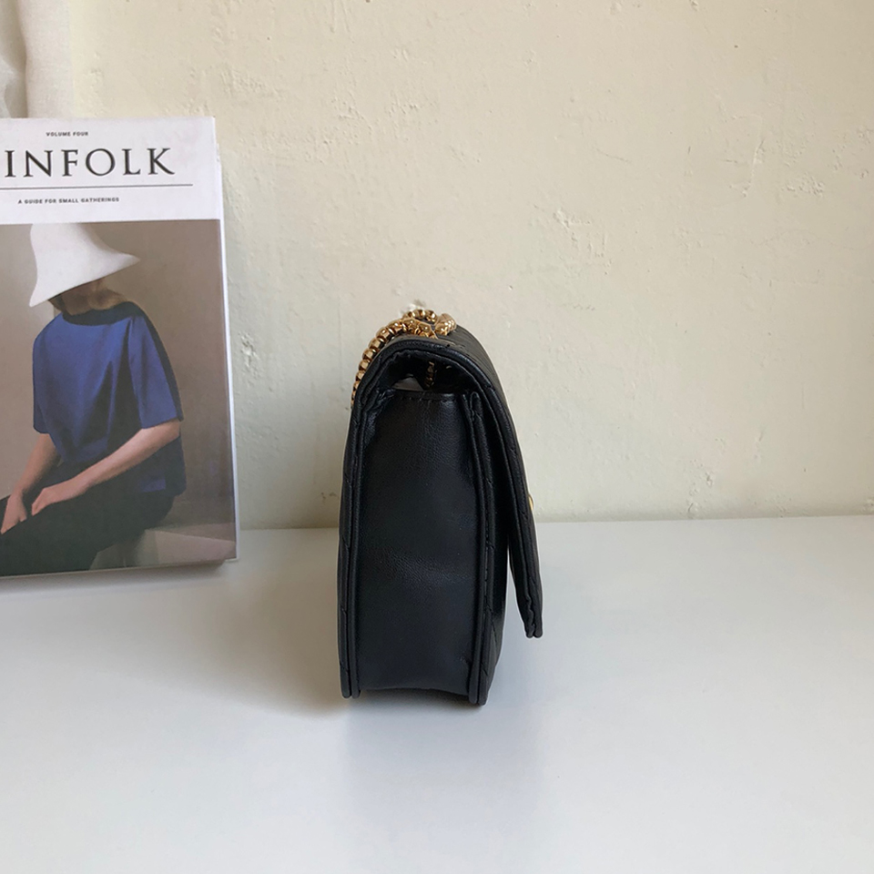 V-Quilted Mini Square Chain Bag