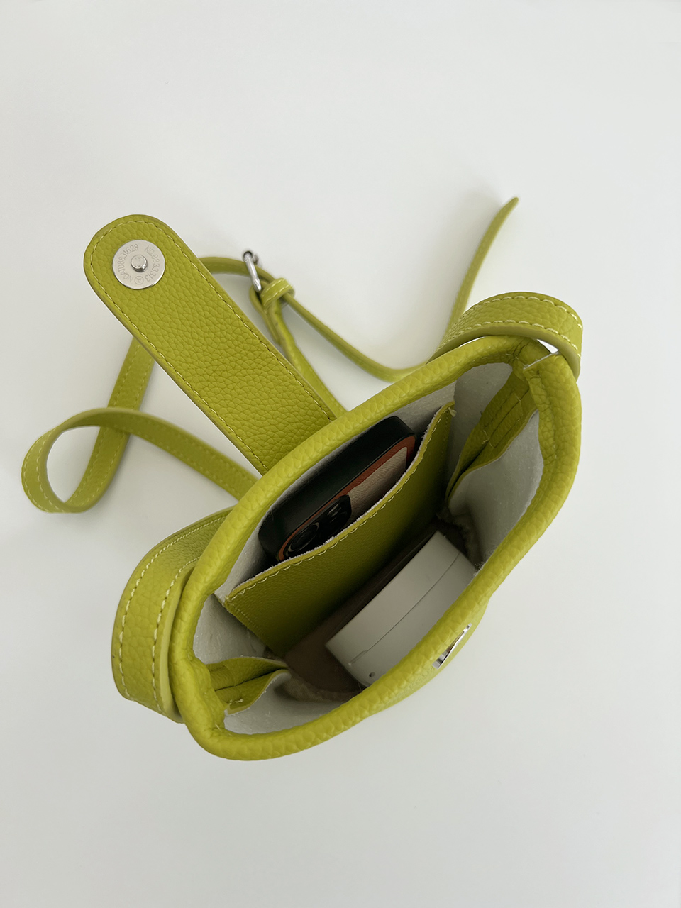 Button-belted mini cross-shoulder bag
