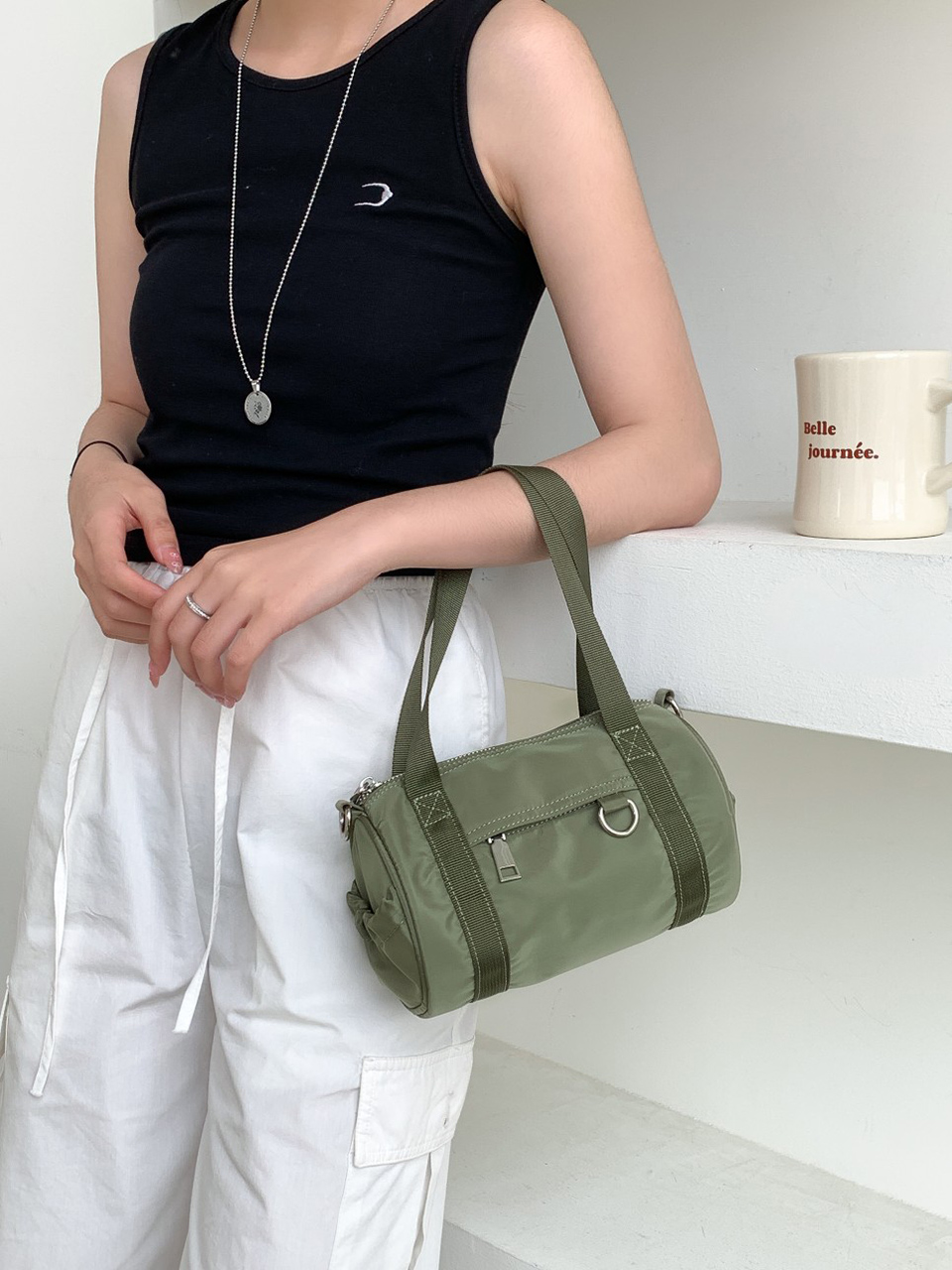 Nylon mini tote bag