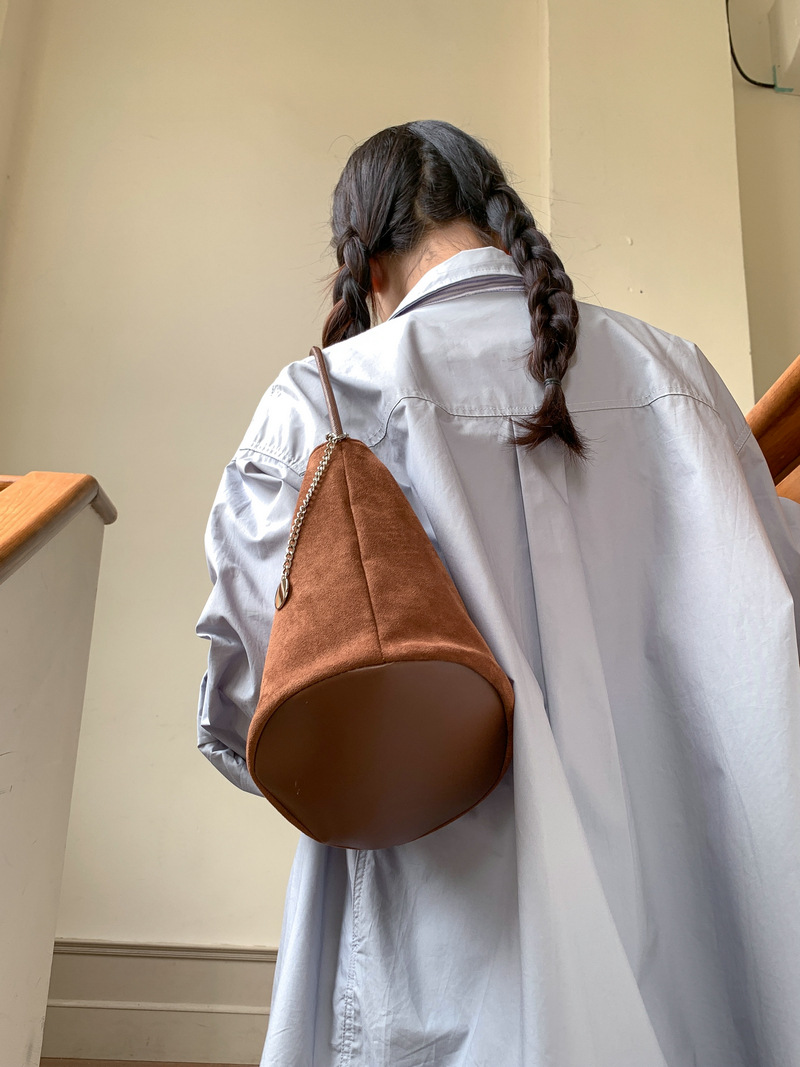 Suede Chain Mini Shoulder Bucket Bag