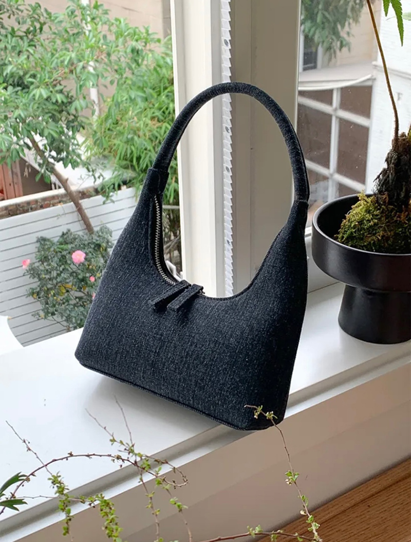 Blooming Round Denim Shoulder Bag