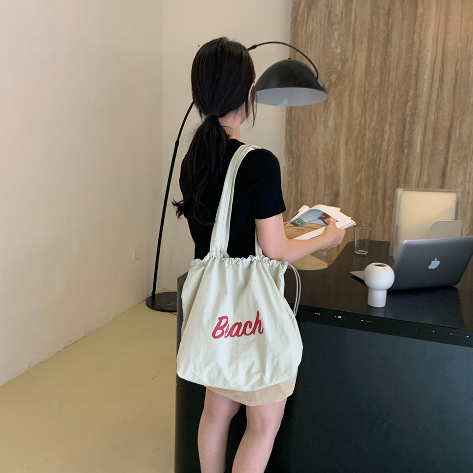[Nylon] Lettering String Eco Bag (5 colors)