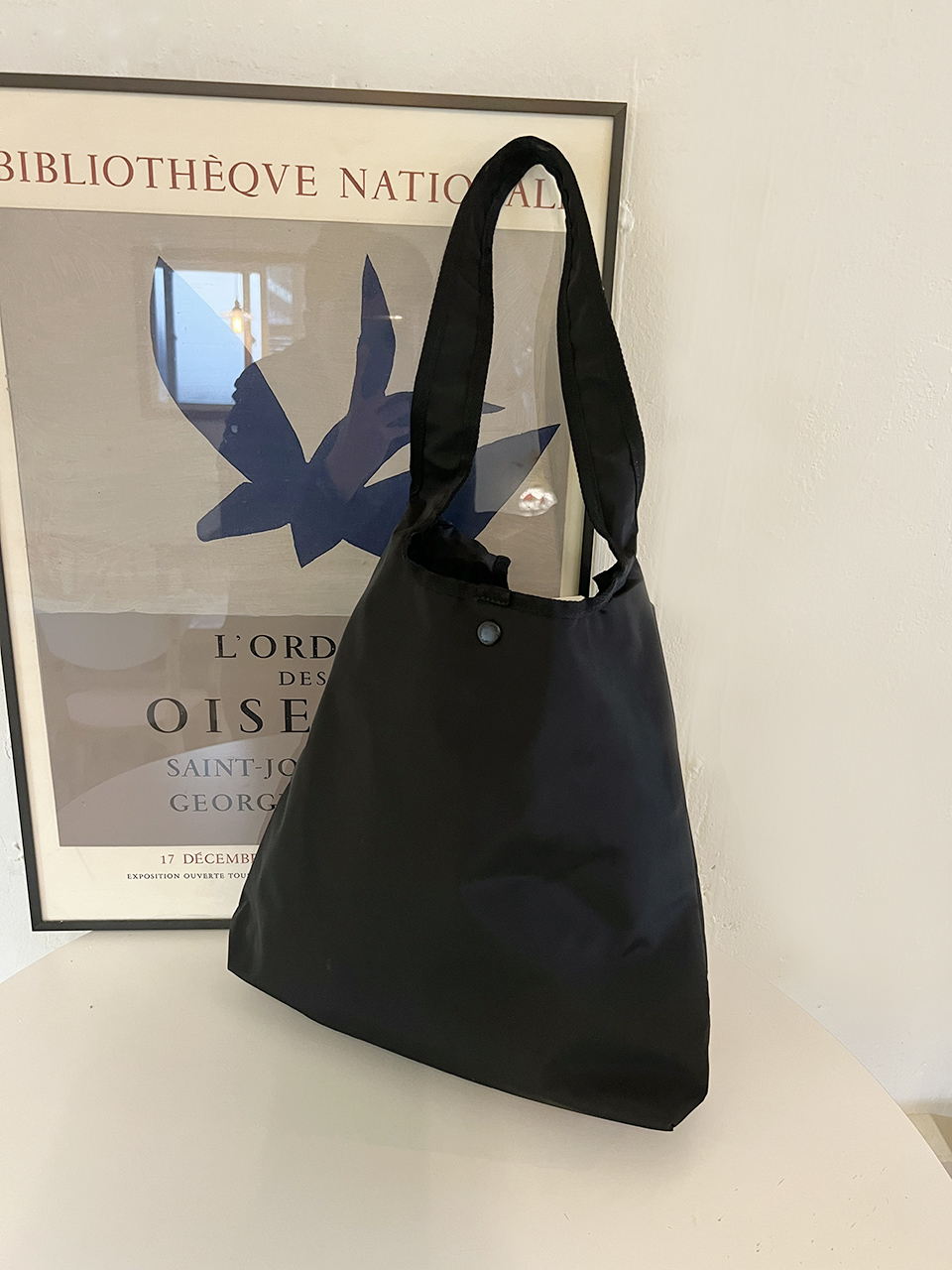 Button nylon shoulder eco bag