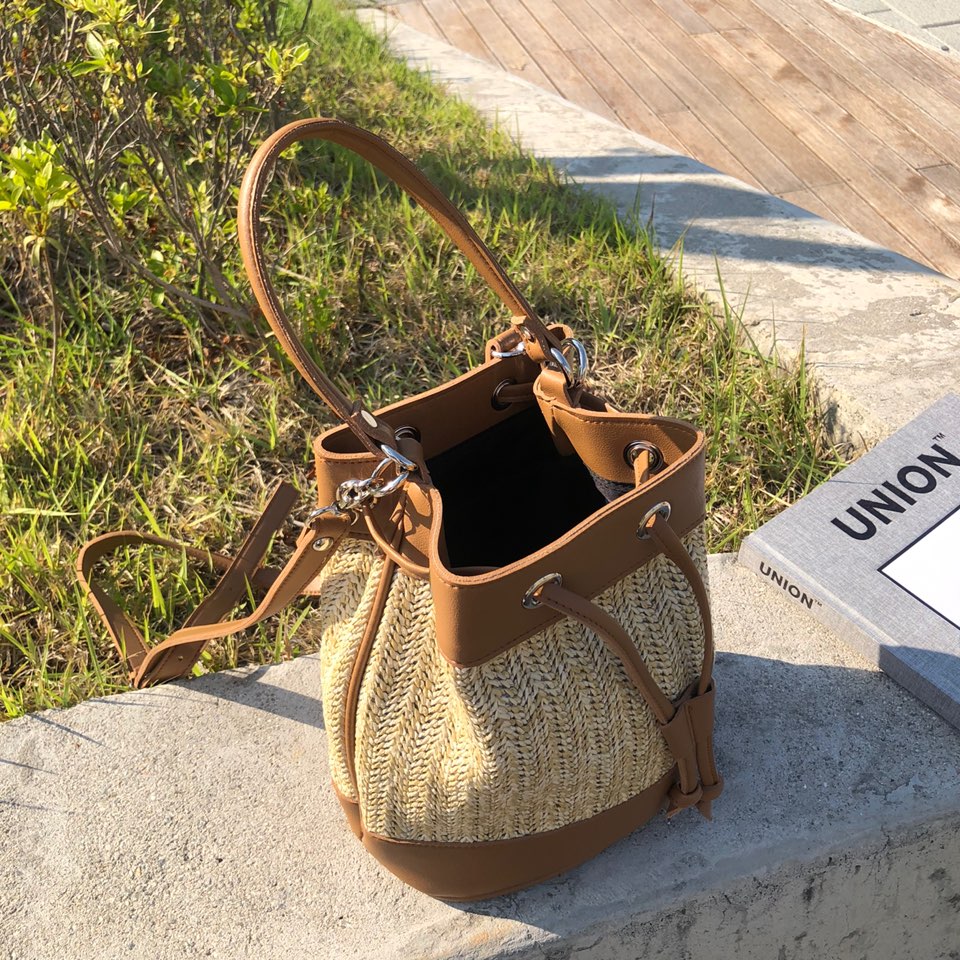 Rattan Mini 2-Way Bucket Bag