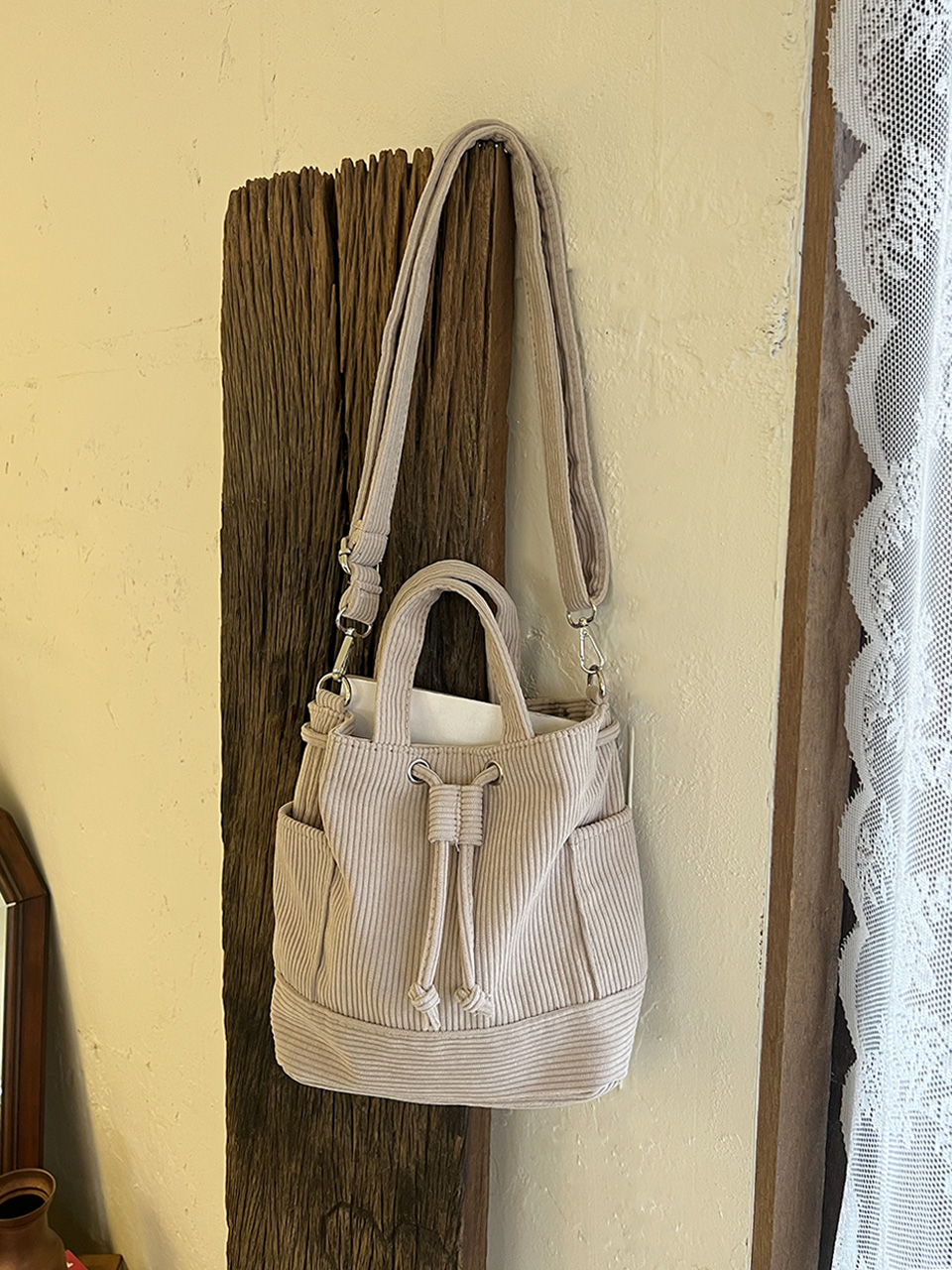 Corduroy Mini Bucket Bag, Bucket Cloth Eco Bag (6 colors)