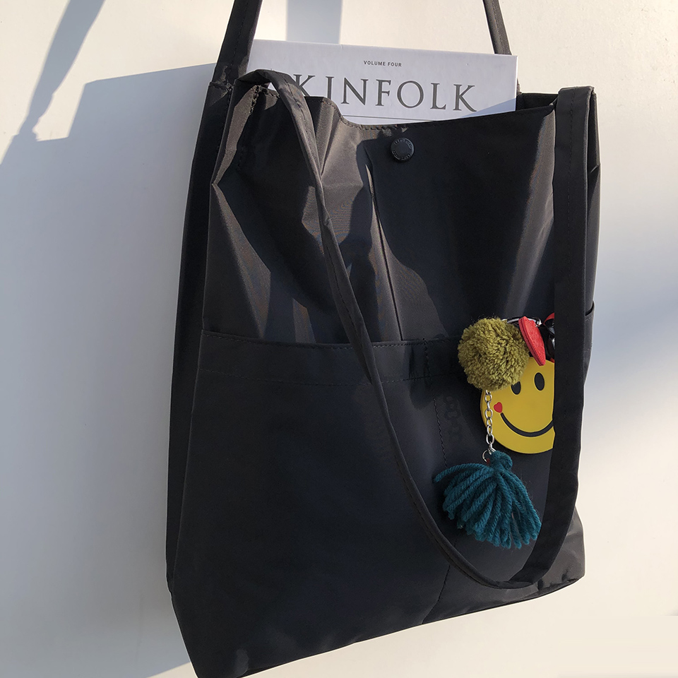Button 2-pocket plain eco bag