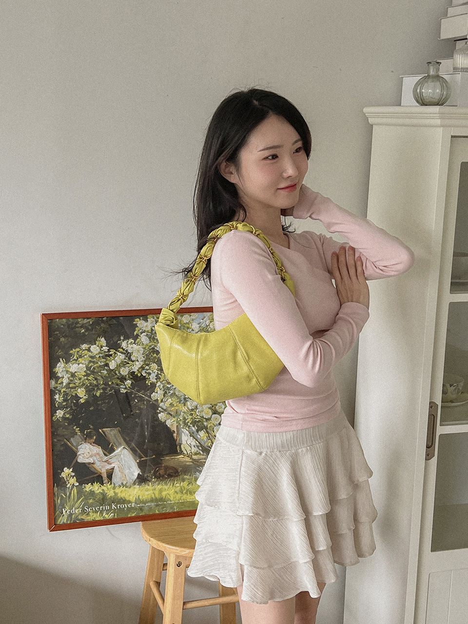 Sorbet Leather Pastel Hobo Shoulder Bag