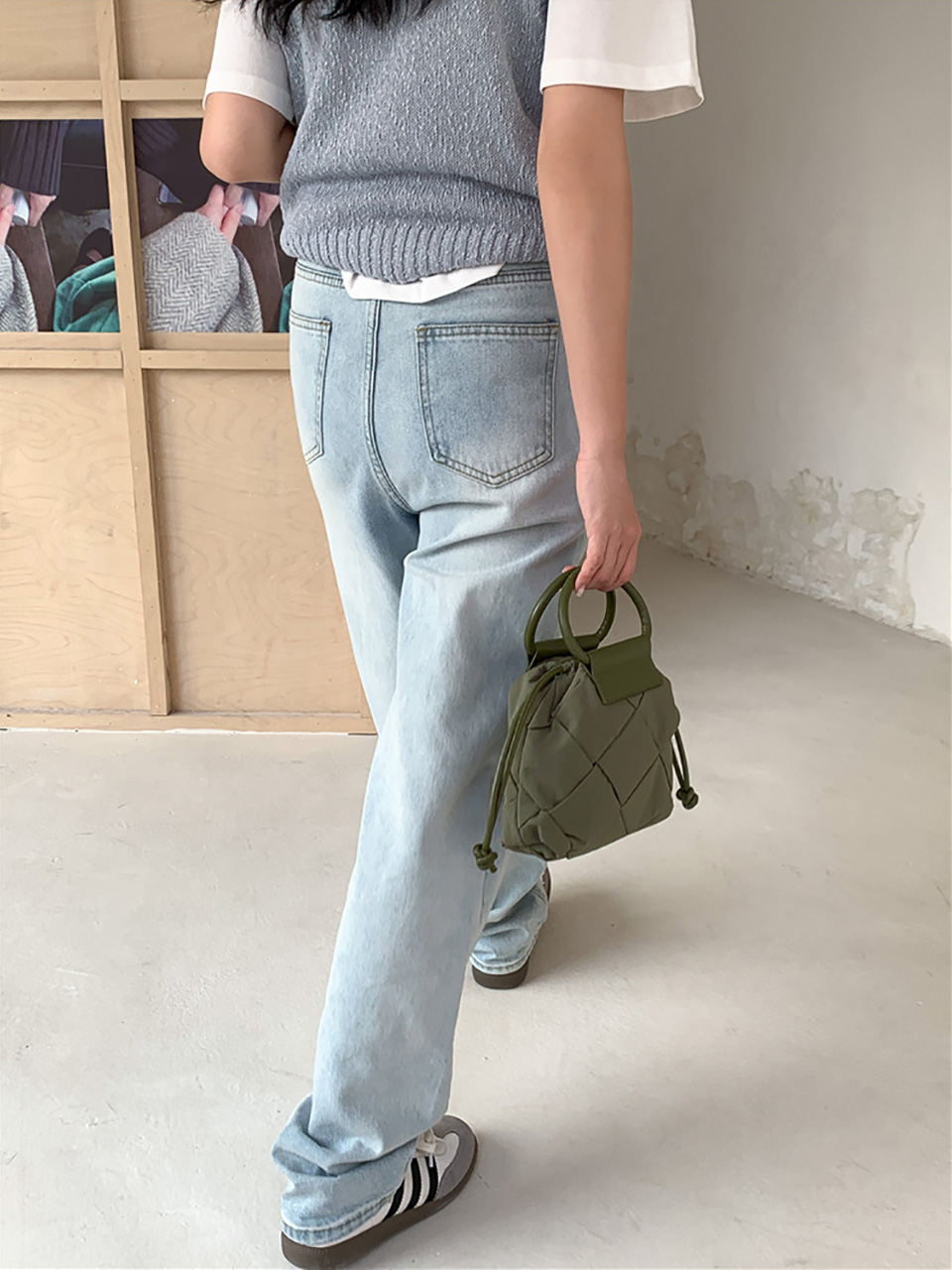Quilted Nylon Mini Bucket Bag (4 colors)
