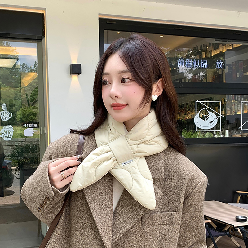 Petite Fleece-Lined Quilted Down Neck Warmer Scarf
