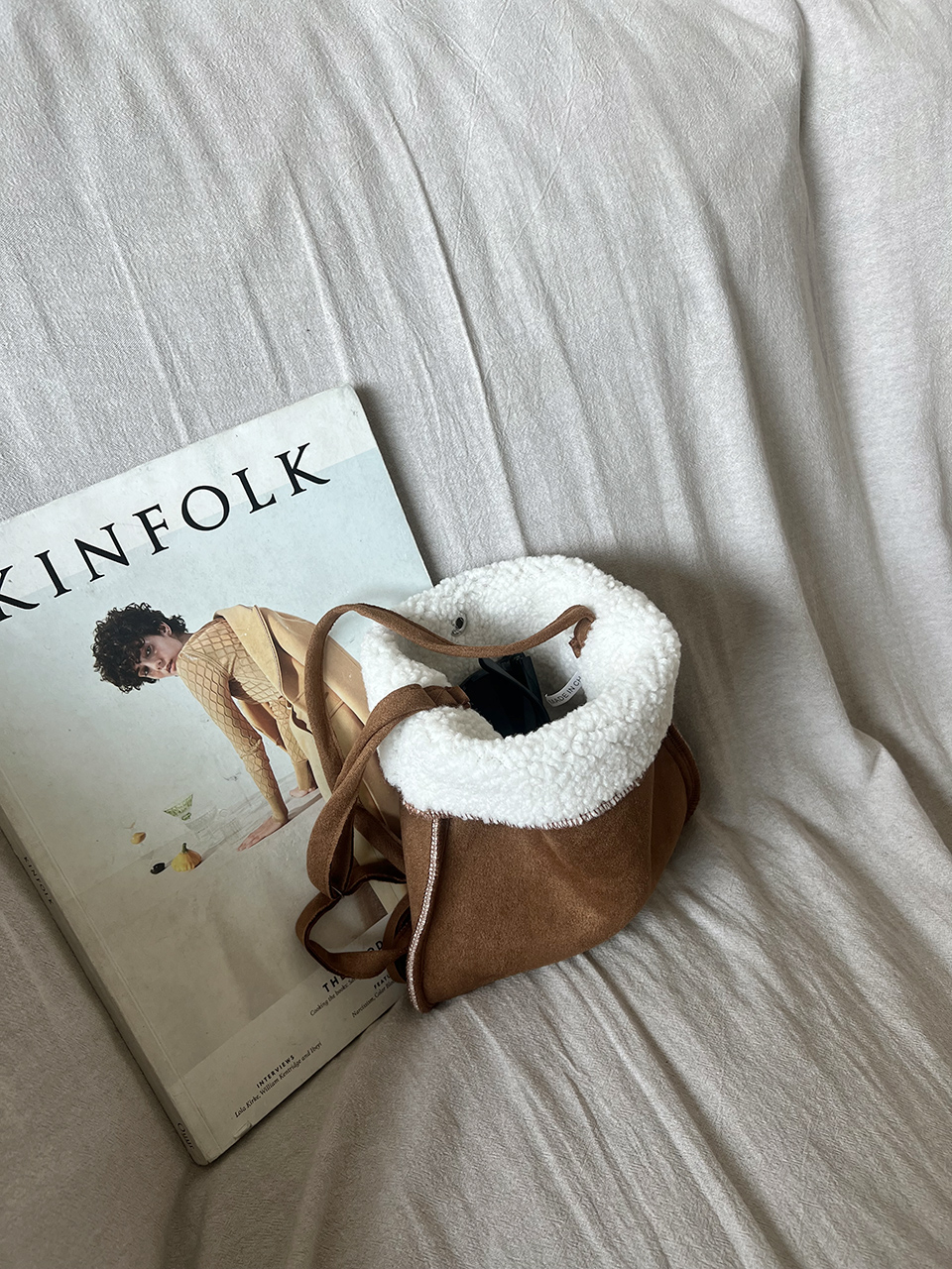 Fluffy fur suede mini bag