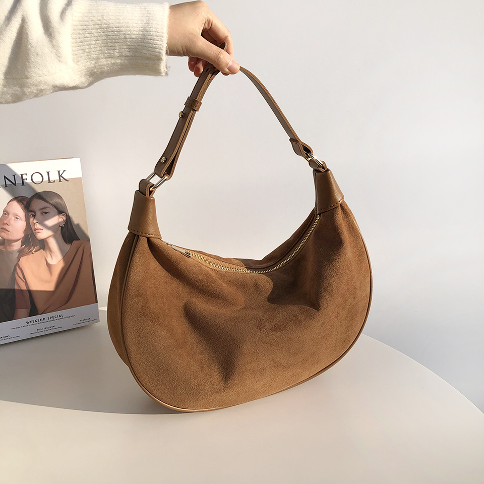 Suede shoulder bag