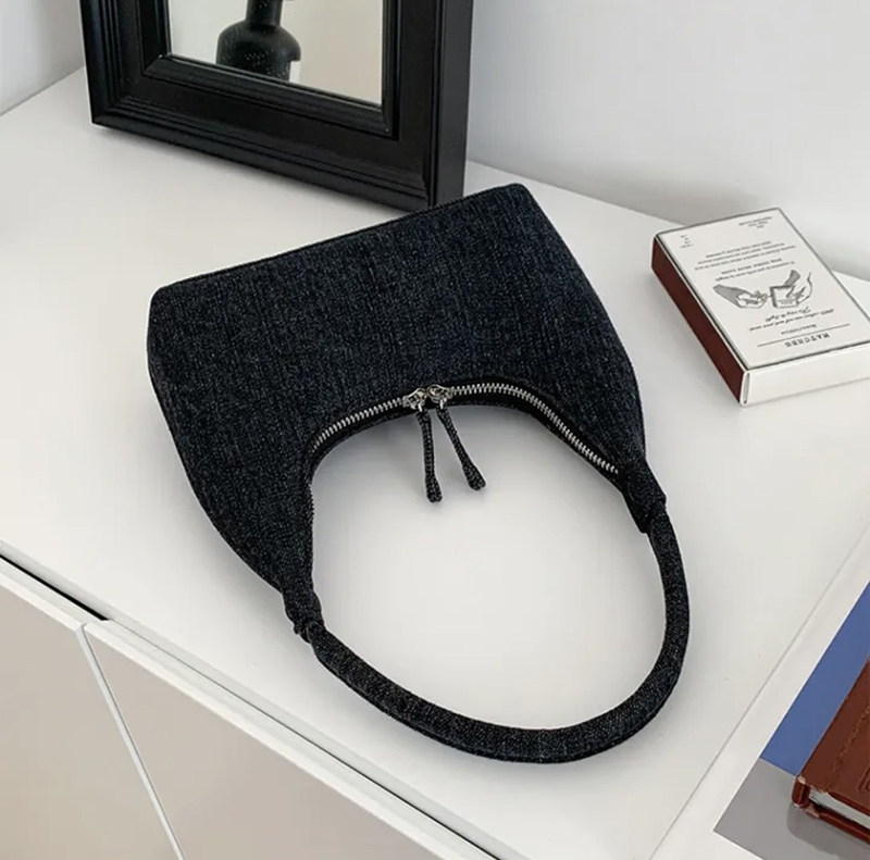 Blooming Round Denim Shoulder Bag