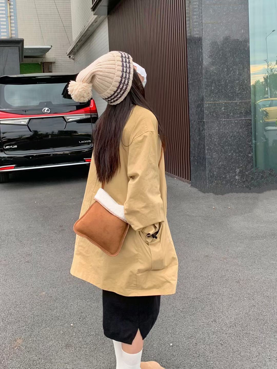 Fluffy fur suede mini bag