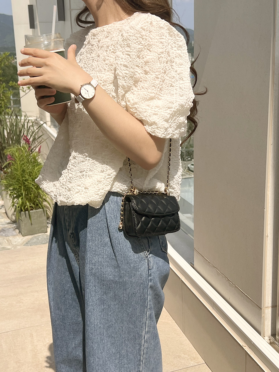 Quilted mini chain shoulder bag