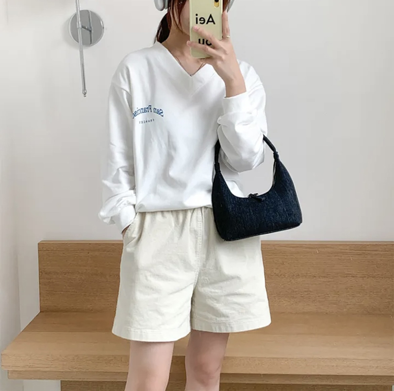 Blooming Round Denim Shoulder Bag