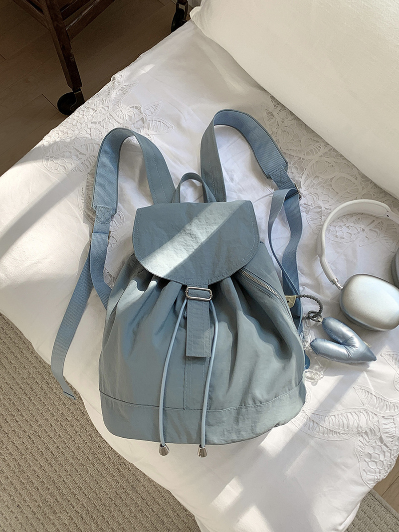 Buckle side zip-up nylon backpack (4 colors)