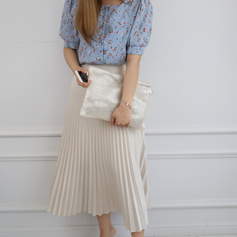 Bling Pearl Rattan Silver Cross Clutch Bag