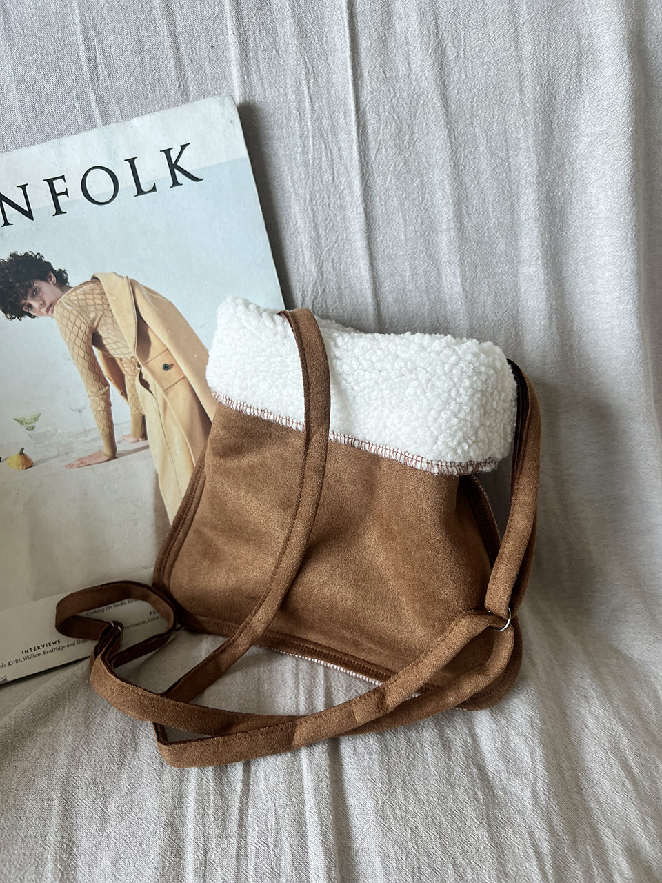 Fluffy fur suede mini bag