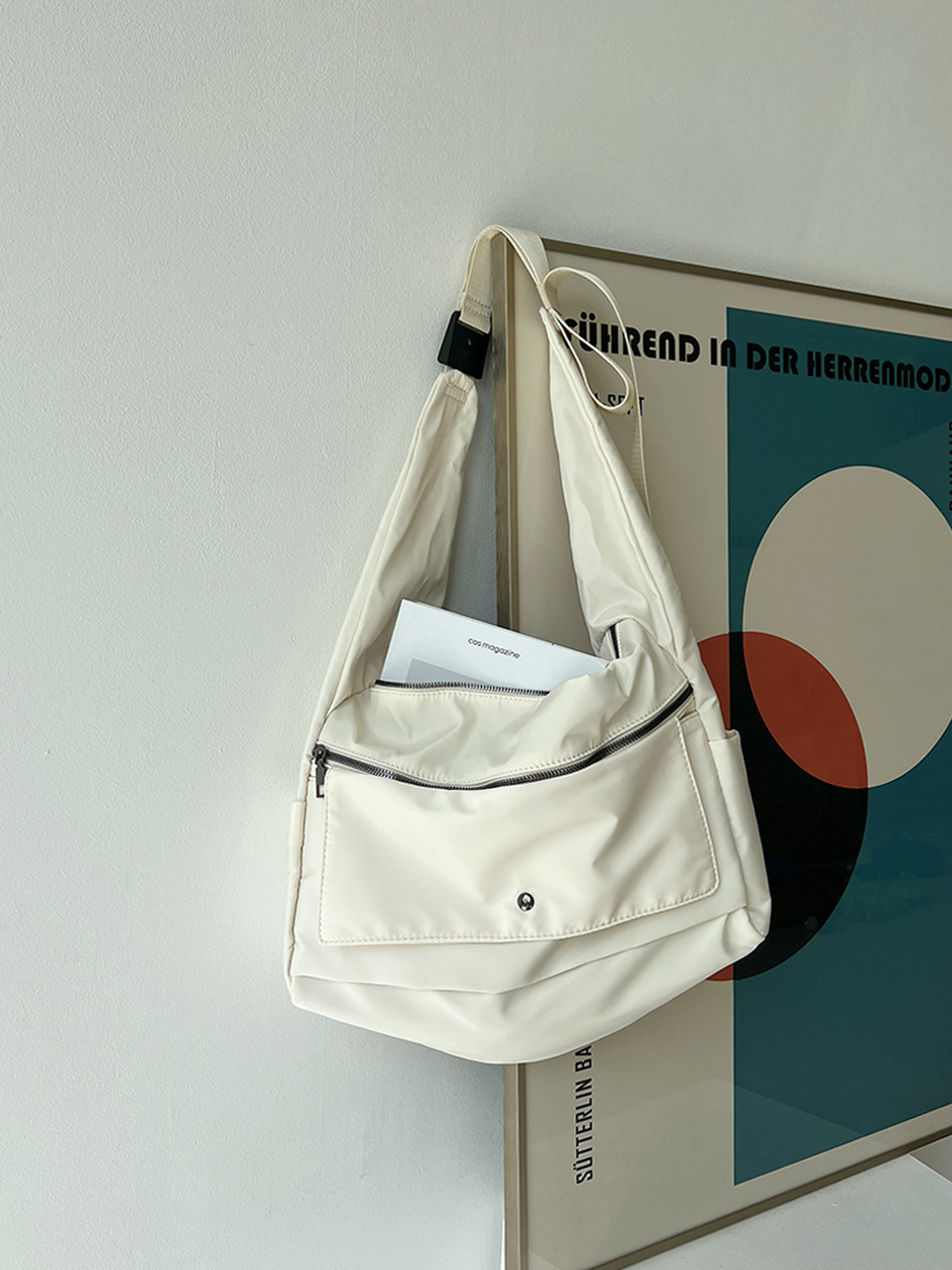 Apes Nylon Zipper Big Shoulder Bag
