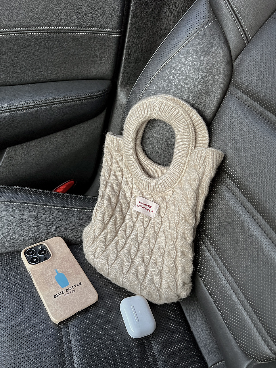 Knit twist crochet mini tote bag