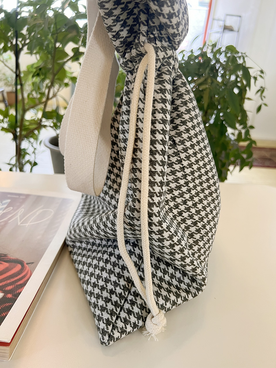 Checkered Bucket Bag Big Shoulder Eco Bag