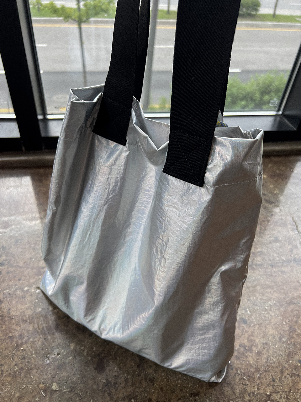 Nylon Silver Plain Shoulder Eco Bag / Shoulder Bag