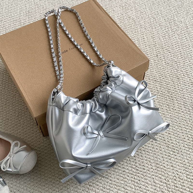 Ribbon Ballet Core Shirring Chain Shoulder Bag (6 colors)