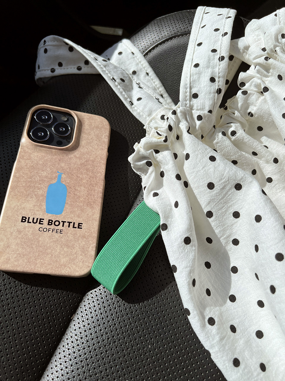 [3 colors] Dot Lettering String Bucket Bag