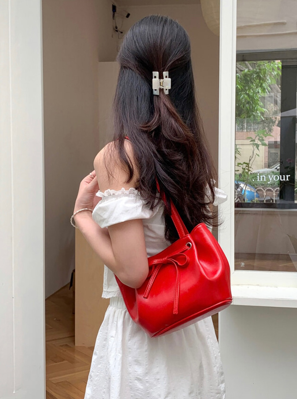 Ribbon Ballet Core Wrinkle Leather Tote Bag (6 colors)