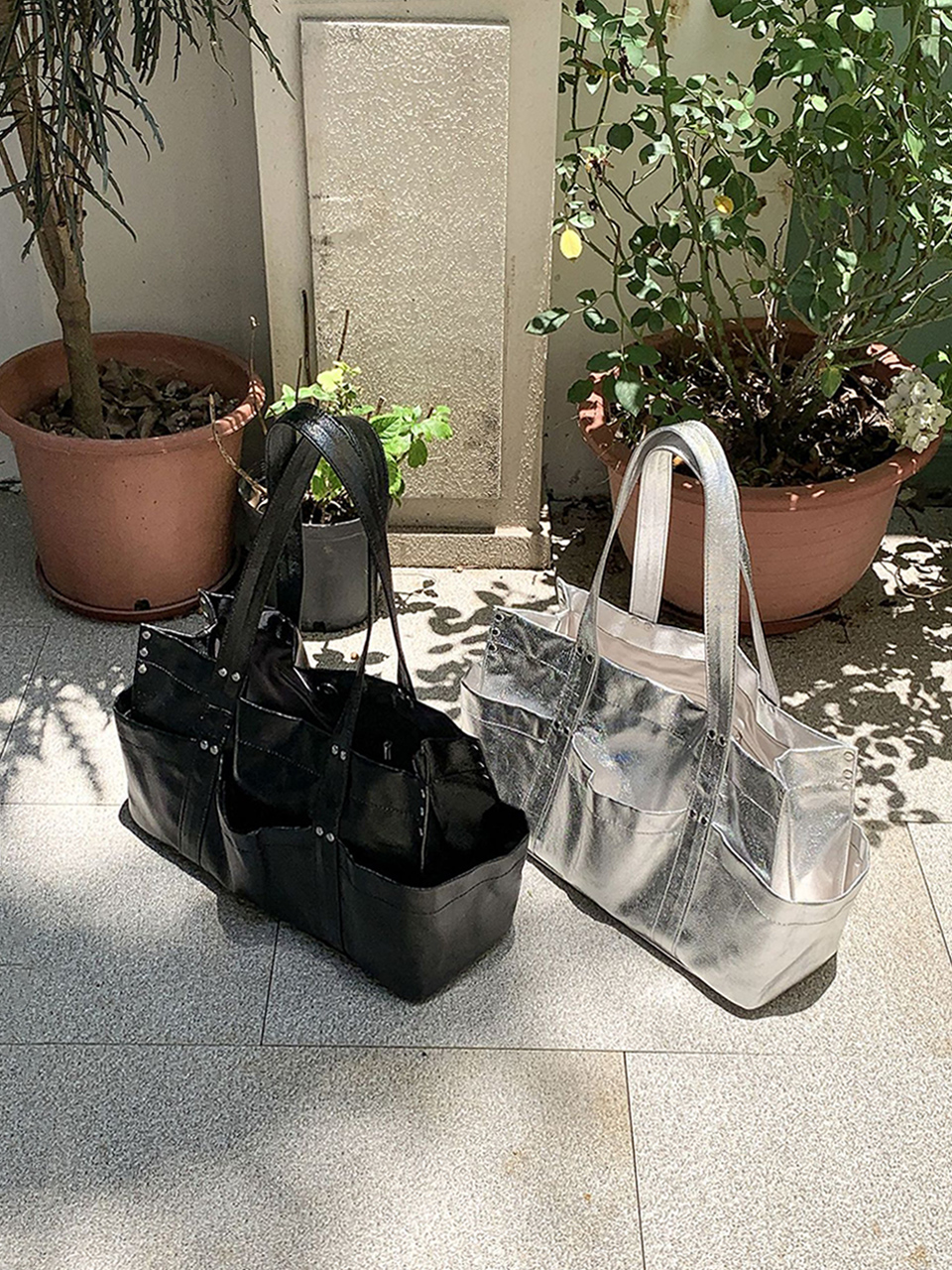 Glossy Pocket Y2K Big Tote Bag