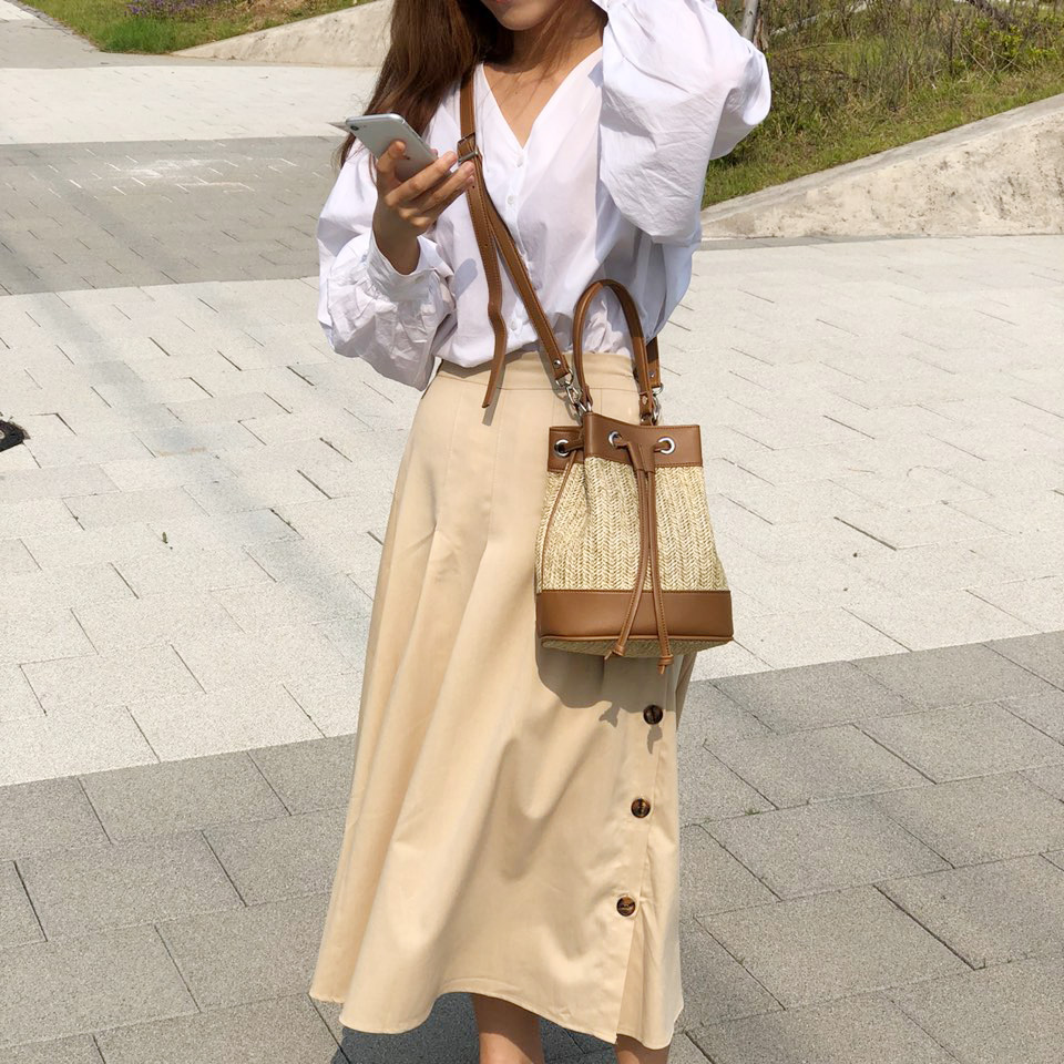 Rattan Mini Bucket Bag / Cross Bucket Bag (3 colors)