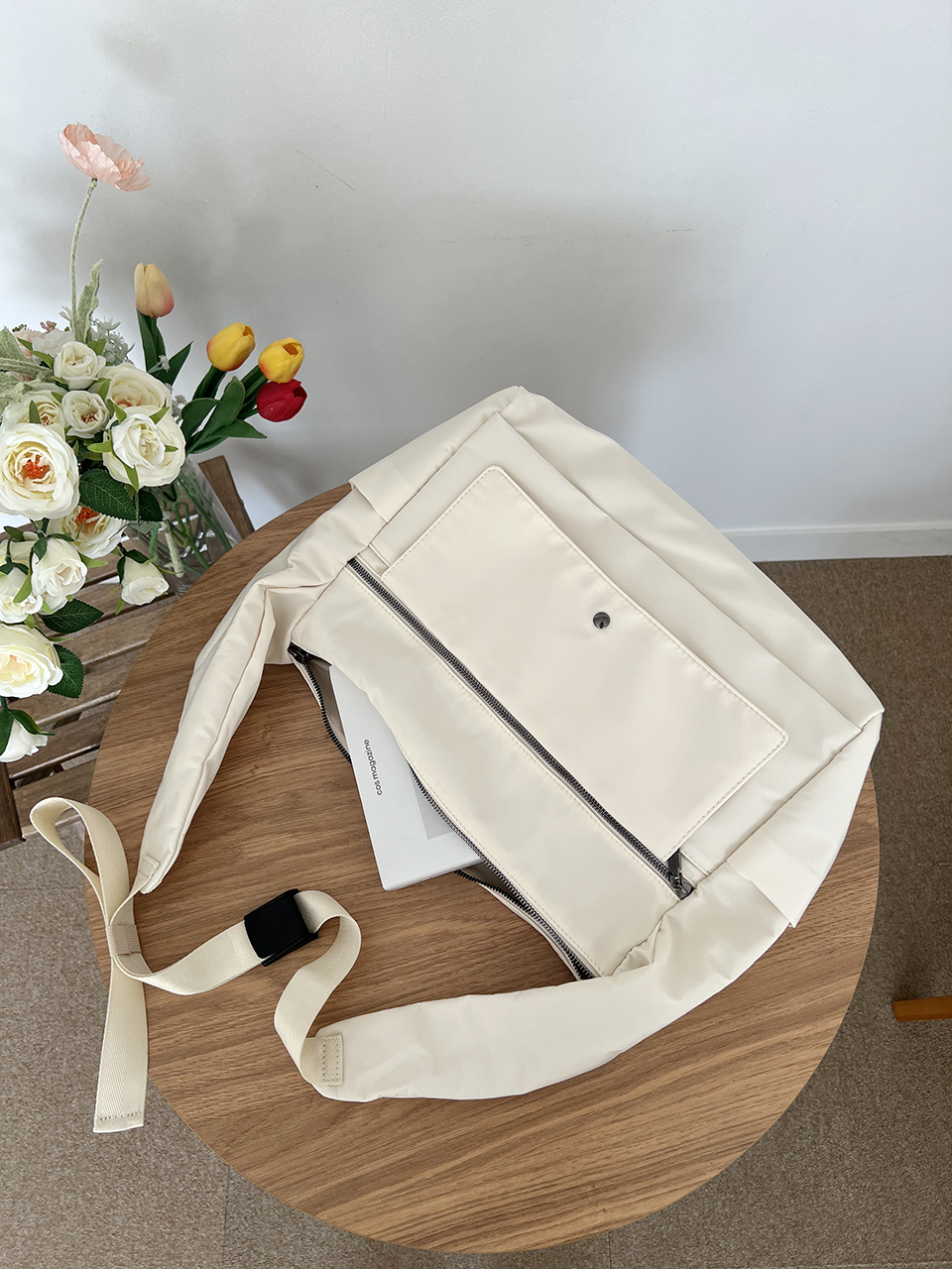 Apes Nylon Zipper Big Shoulder Bag