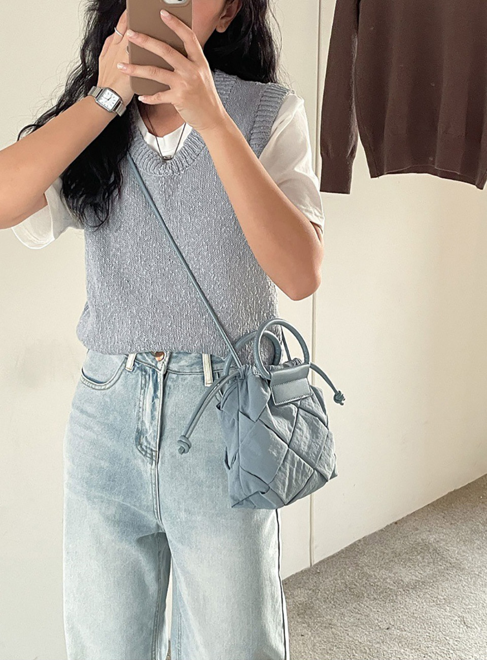 Quilted Nylon Mini Bucket Bag (4 colors)
