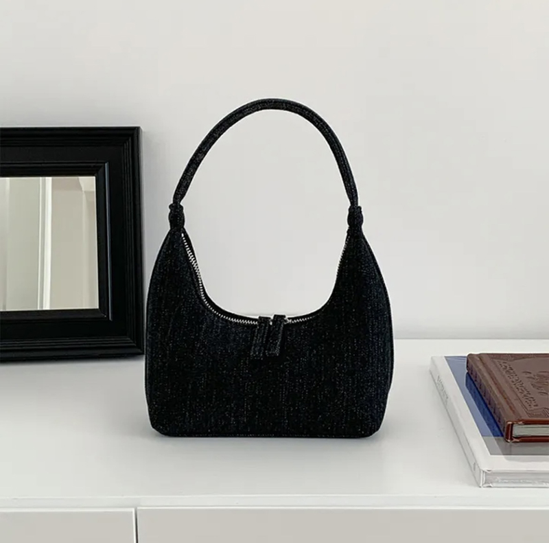 Blooming Round Denim Shoulder Bag