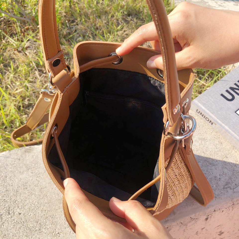 Rattan Mini 2-Way Bucket Bag