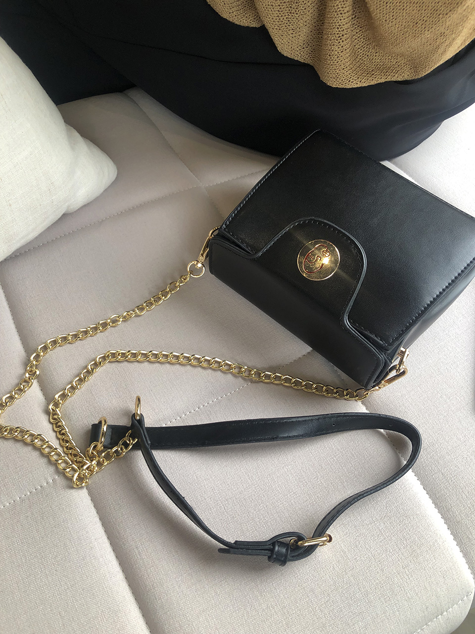Face Shirring Mini Square Chain Crossbody Bag