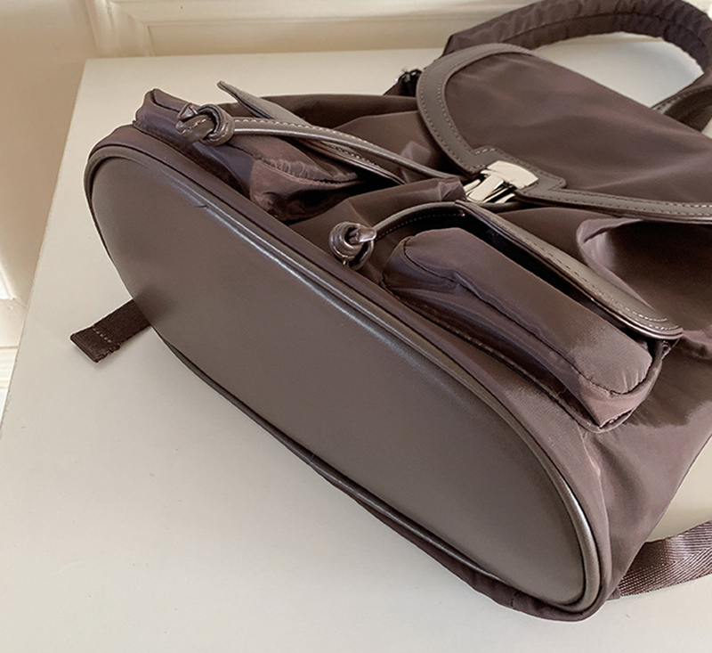 Buckle nylon string pocket daily backpack