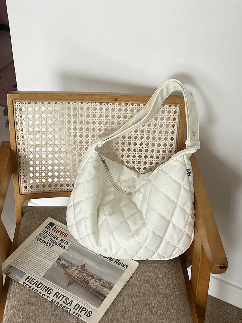 Quilted Down Shoulder Bag (4 colors)