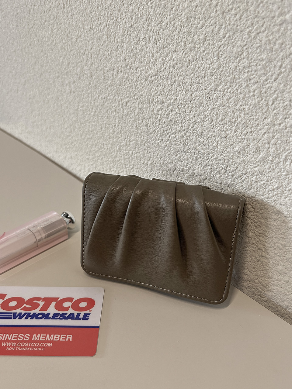 Shirring Leather Card Case