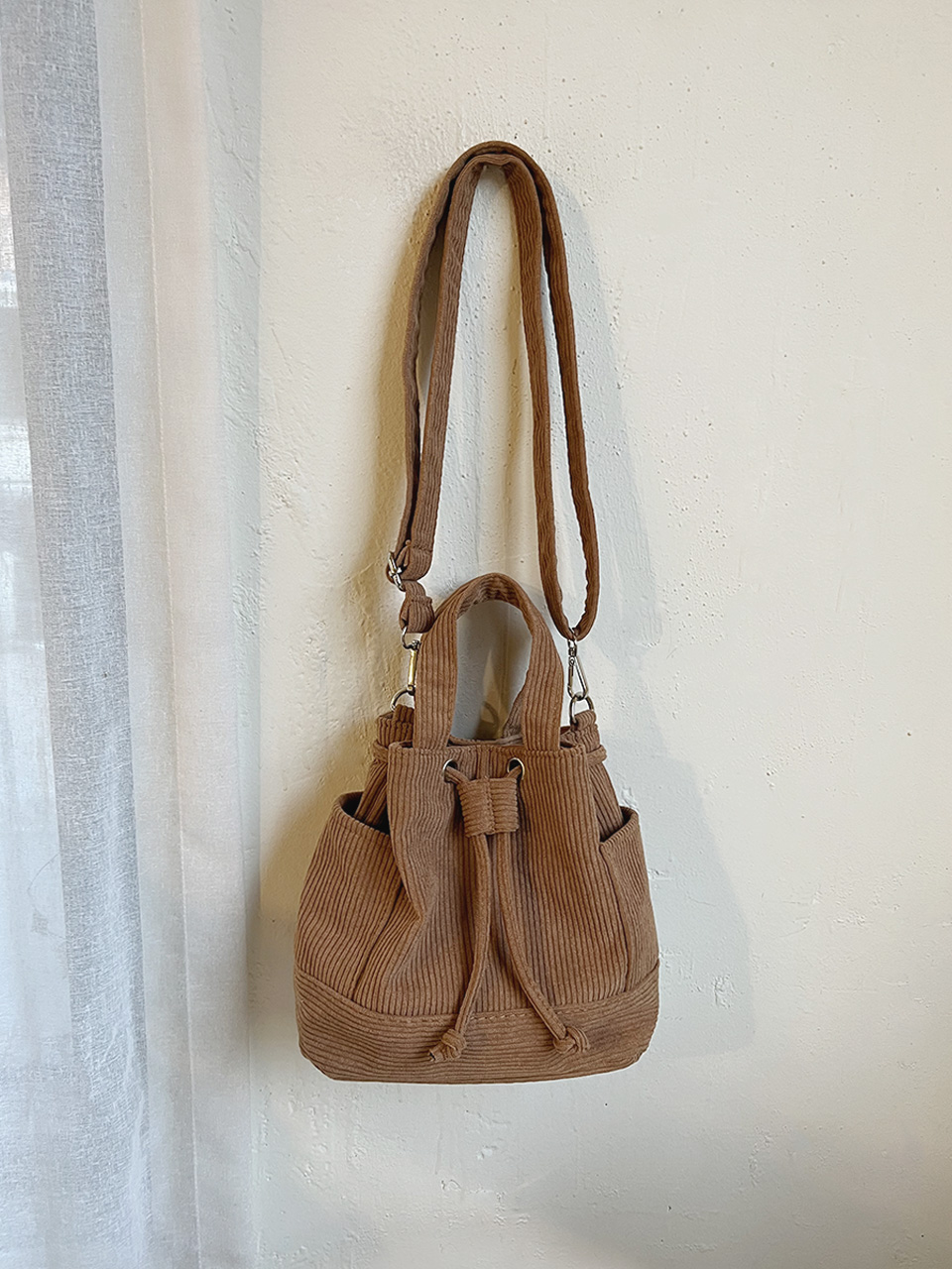 Corduroy Mini Bucket Bag, Bucket Cloth Eco Bag (6 colors)
