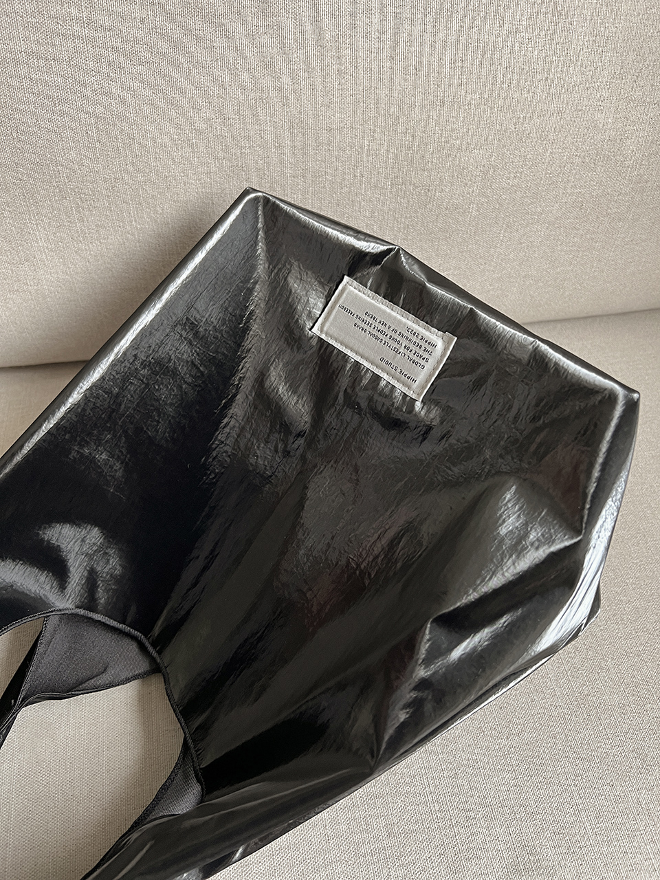 Glossy nylon mini tote bag